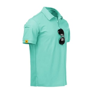 Transpirable y suave 95% poliéster, 5% Spandex material de un solo color Hombres Elegante Polo con cuello para deportes diarios y golf - Product Image 1