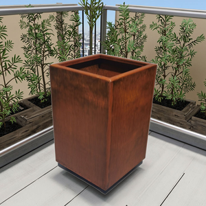 Jardinera Moderna Cuadrada de Acero Corten para Exteriores, Maceta con Acabado Oxidado, Diseño Minimalista para Flores y Plantas Verdes - Product Image 3