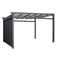 Pergola extérieure en aluminium électrique, toit en PVC, auvent de patio rétractable, auvents pliants avec bande lumineuse LED