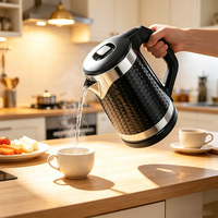 Bouilloire électrique sans fil à double paroi en acier inoxydable, nouveau design, base rotative à 360 degrés, vente en gros disponible