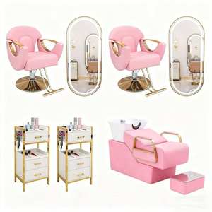 K 2026 Hot Selling Hair Salon Furniture <b>Set</b> Sold Separately (with Mirror <b>Barber</b> Chair, Handcart, and Shampoo Bed) - Product Image 1