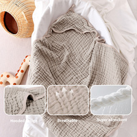 Peignoir pour enfants écologique à 6 couches, doux et respirant, en mousseline, serviette de bain à capuche pour bébé, cape en coton, serviette de bain pour bébé