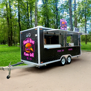 Remorque mobile multifonctionnelle pour barbecue et hot-dogs, entièrement équipée, personnalisée, 5m, en fibre de verre, cuisine mobile, camionnette à frites et snacks - Product Image 1