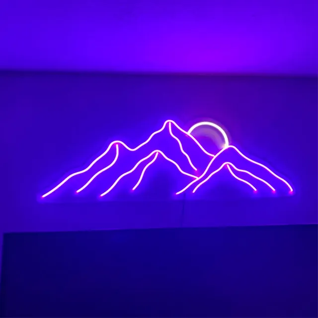 Insegna al neon personalizzata con luce flessibile a parete 12V lettera al neon mountain sun rise neon sign