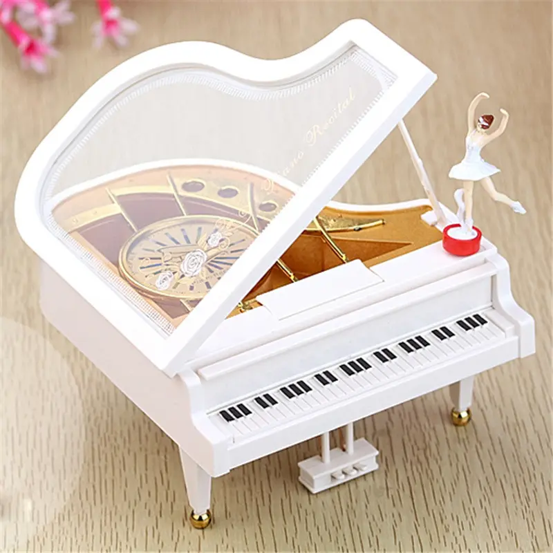 Classical Ballet Girl Dancing Music Box Piano Shaped Music Box for Desk Decoration Ornament