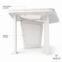 Pergola moderne en verre trempé à lames orientables, toit à lames réglables, revêtement poudré, protection solaire extérieure pour jardin, hôtel, patio, terrasse