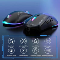Ratón para Juegos Onikuma CW917 Mini, Cableado e Inalámbrico 2.4G, Modo Dual, 4800 DPI, Recargable, RGB, Ergonómico, Programable, para Computadora Portátil