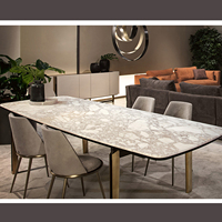 Table à manger de luxe légère, table à manger rectangulaire minimaliste italienne, table et chaises de salle à manger pour villa
