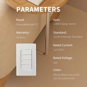 Penjualan paling laris 4 Gang 1/<span class=keywords><strong>2</strong></span> cara kontrol cahaya Rocker tombol tekan sakelar dinding kualitas tinggi - Product Image 3