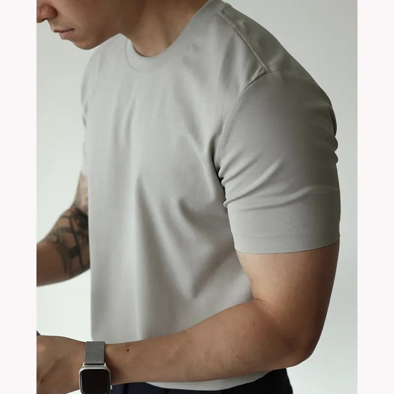 High-End Men's 7A Antibacterial Short-Sleeved T-Shirt 50 Cool Feeling 50 Cool Liquid Ammonia Cotton Spinning Traceless