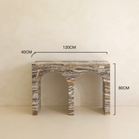 KUMUSI FURNITURE Table console arquée en marbre style Wabi-Sabi pour salon de villa et appartement