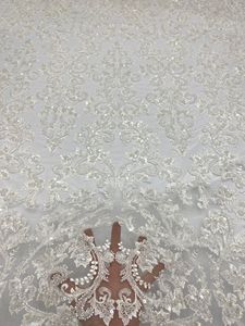 ดูไบผ้าไหมลายดอกไม้แบบสมมาตร + ปักมุก + ปักเลื่อมชุดแต่งงานปักเลื่อมผ้าลูกไม้ประดับมุก - Product Image 5