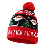 Bonnet tricoté d'hiver pour Noël avec pompon, idéal pour adultes et enfants, parfait pour les fêtes.