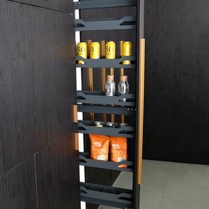 Panier coulissant latéral à amortissement rotatif pour armoire, type tiroir en tôle, pour armoire étroite à montage latéral, panier coulissant haute profondeur - Product Image 2