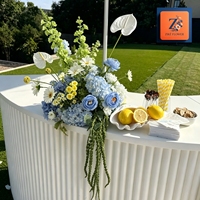 Centre de table floral artificiel de luxe sur le thème du mariage bleu et jaune, fleurs en soie faites à la main, hortensia, rose, anthurium, décoration de table de mariage