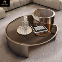 Table basse en verre de style designer italien de luxe, table basse à deux pièces imbriquées, table basse de salon de haute qualité personnalisée