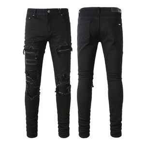 Yeni denim erkek pantolon eğilim siyah su geçirmez ince yüksek belli denim <span class=keywords><strong>chaps</strong></span> erkekler
