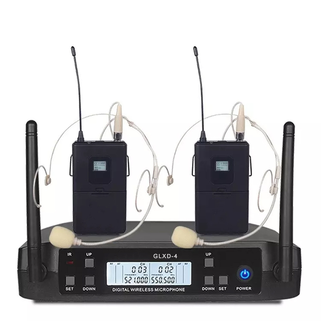GLXD4 Professional Stage Performance Wireless Microphone System 2-Channel UHF Handheld Dynamic Microphone System