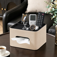 Organisateur de bureau de luxe avec porte-boîte à mouchoirs, boîte de rangement pour télécommandes, organiseur de bureau en cuir pour la maison, le bureau, le salon