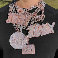 Collier personnalisé avec pendentif en forme de plaque de nom en diamant, lettres initiales personnalisées, bling bling CZ, numéro de nom, pour femmes, bijoux