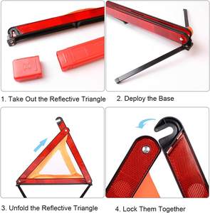 Bande réfléchissante triangulaire <span class=keywords><strong>pour</strong></span> voiture, panneau d'avertissement de panne d'urgence, rouge, sécurité routière, danger pliable, accessoires automobiles - Product Image 6