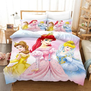 Factory Custom 3d Printed Cartoon Princess Girl's Luxury Designer Bed Sheet <b>Duvet</b> Cover Set <b>Queen</b> King <b>Size</b> Bedding Set - Product Image 1