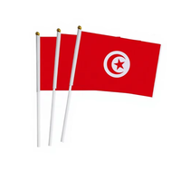 Support de drapeau national portable en polyester imprimé numériquement, 5,51*8,27 pouces, fabriqué en Chine, pour la Tunisie