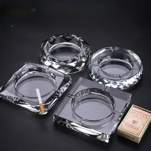 Customized crystal ashtray, office minimalist logo printing, advertising engraving, customized hotel glass ashtray