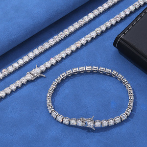 <span class=keywords><strong>Collana</strong></span> Tennis e Bracciale VVS Iced Out in Argento Sterling 925, Gioielli Raffinati con Diamanti, Stile Hip Hop, <span class=keywords><strong>Collana</strong></span> da <span class=keywords><strong>Uomo</strong></span> - Product Image 3