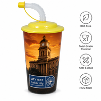 Top Vente Personnalisable En Plastique Drinkware avec Paille Conception Personnalisée Tasse pour Boissons
