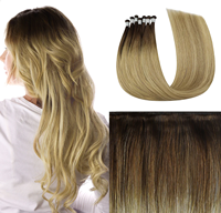 Extensions de cheveux humains invisibles de qualité salon haut de gamme, sans couture, cuticules alignées, intactes, cheveux slaves, trame de cheveux