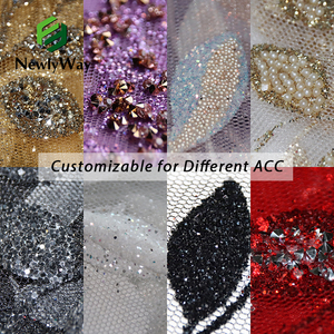 Tùy Chỉnh Sang Trọng Màu Sáng Bóng Bạc Cơ Sở Kim Cương Glitter Tulle Vải Ren Với Stones Hạt Cho Wedding Bridal Dresses Gown - Product Image 4