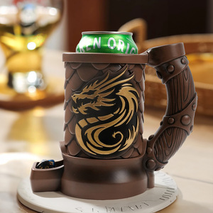 Dragon Design Resin Drink Holder With <b>Dice</b> Compartment For Beer Can And Party Use - Product Image 2