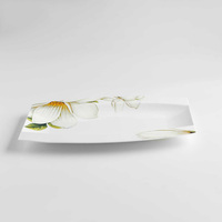 Plat à poisson en porcelaine fine fait main avec motif végétal, style chinois, pour la cuisson vapeur à domicile