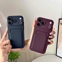 Étui de téléphone avec fente pour carte pour iPhone 18 Pro Max 17 Air 16 Plus 15 14 13 12 11 XR, coque de protection souple en TPU, résistante aux chocs, douce pour la peau