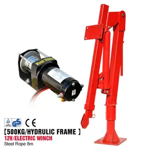 500Kg Truk Pickup Hydraulic Dock Jib Mesin Hoist Crane Hitch Mount Lift 500Kg 12 V 8 M Hydraulic