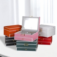 Boîte à bijoux double couche avec miroir, lumière LED tactile, grande capacité, organiseur, plateau à bagues, tiroir coulissant, étui de rangement pour boucles d'oreilles