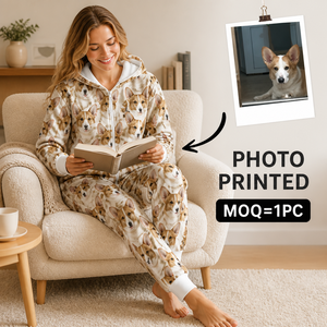 <span class=keywords><strong>Pigiama</strong></span> Intero Invernale da <span class=keywords><strong>Donna</strong></span> Personalizzato con Stampa Ritratto Vivace, Caldo in Poliestere, MOQ 1 Pezzo - Product Image 5
