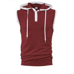 Débardeur de sport pour homme, personnalisable, été, séchage rapide, couleur unie, sans manches, à capuche - Product Image 5