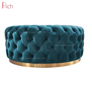 Muebles para el hogar de lujo terciopelo teal distintos tapizado otomano redonda Banco asiento de tela pie taburete Decoración - Product Image 2