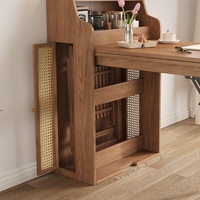 Mesa Plegable de Madera Maciza, Mesa de Comedor Telescópica Pequeña para el Hogar, Mueble Lateral de Almacenamiento Moderno, Mesa de Comedor Multifuncional