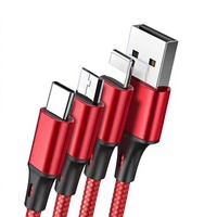 Câble USB en nylon 3 en 1 avec logo personnalisé, câble de charge 3 en 1/3in1, câble de charge pour téléphone de type C Android, câble USB 3 en 1