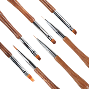 Pinceau à ongles en bois naturel en forme de calebasse, 7mm 9mm 11mm, rond, ovale, pour gel, liner, peinture, dessin, stylo de manucure - Product Image 2