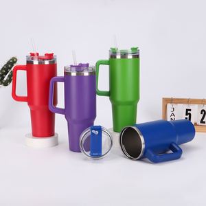 Gobelet de voyage isotherme H1.0 avec poignée, 40 oz, double paroi, couvercle, paille, antidérapant, couleur personnalisée OEM - Product Image 4