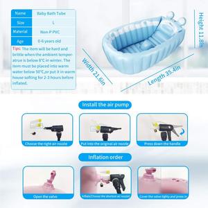 Inflatable Baby Bathtub Foldable Bear Design Infant <b>Shower</b> Tub with <b>Hook</b> for Newborn Toddler - Product Image 2