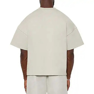 T-shirt Homme Oversize Cropped Boxy en <span class=keywords><strong>Coton</strong></span> Épais de Haute Qualité, Col Montant, Épaules Tombantes, Coupe Ample, Personnalisable - Product Image 3
