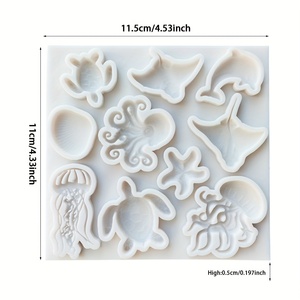 Chủ đề biển Khuôn Silicone fondant, vỏ sò, ốc xà cừ, cá ngựa, sao biển, Khuôn Silicone rùa để trang trí bánh, sô cô la - Product Image 3