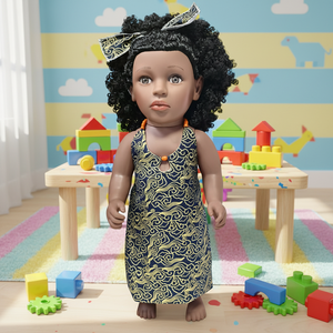 Belle poupée bébé de 45 cm, jouet en plastique souple, modèle éducatif, jouet DIY avec vêtements interchangeables, cheveux afro bouclés noirs - Product Image 3