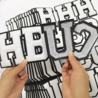 Grande taille HBCU noir Chenille patchs fer sur serviette patchs coudre sur Alphabet feutre Chenille Appliques pour vêtement