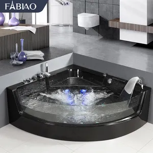 FABIAO baignoir luxe 빌라 홈 사용 성인 대형 블랙 유리 마사지 욕조, 커플 용 사랑 삼각형 목욕